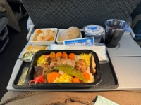 IMG 2400  １食目。テリヤキチキンがお見舞いされました。いや、振る舞われました。