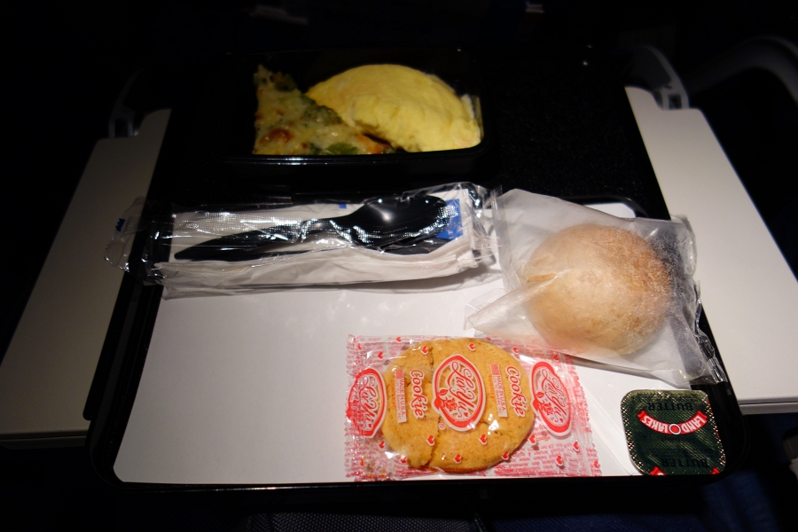 DSC02811 何のエサだよ？<BR>
前回はファーストクラスでうつつを抜かしていましたが、エコノミーはこんな仕打ちだったとは。