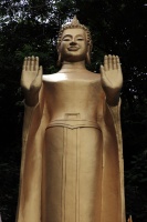 IMG_8394R 登ったときとは別の道で下山することにしましたが、沿道には割と最近作られた金ピカの仏像がゴロゴロ。